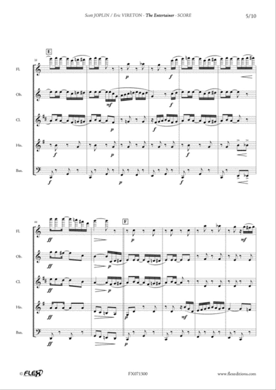The Entertainer The Entertainer Woodwind Quintet scores gallery preview page 5