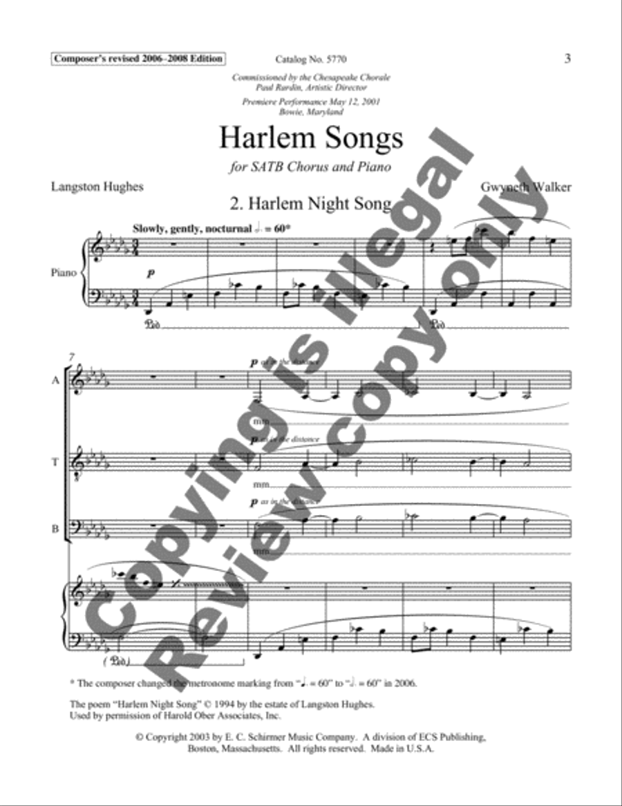 Harlem Night Song from Harlem Songs 4-Part scores gallery preview page 8