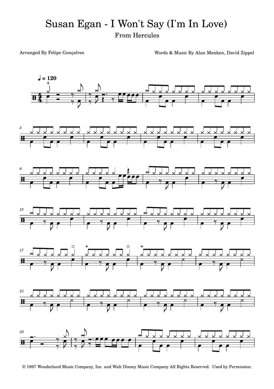 I Won't Say (I'm In Love) Drum Set scores gallery preview page 1