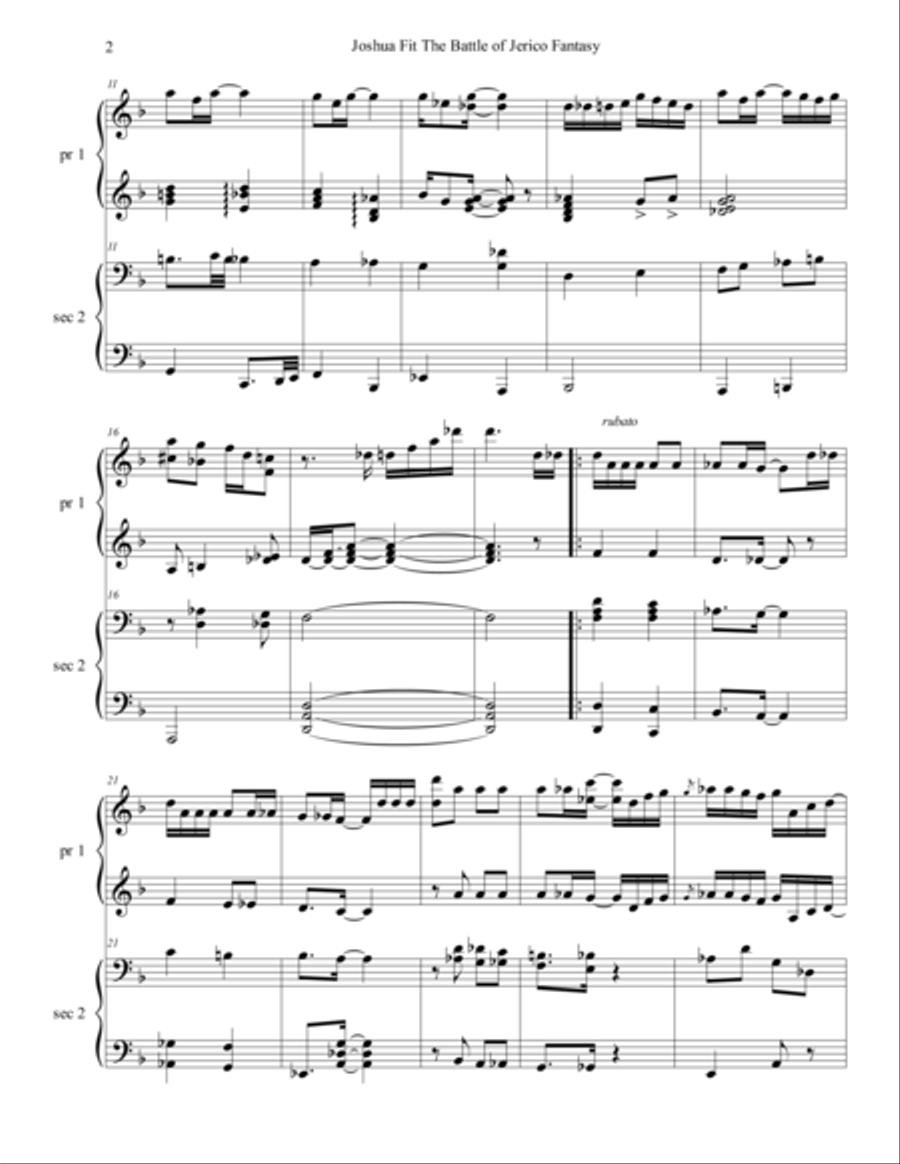Joshua Fit The Battle of Jericho Fantasy Piano scores gallery preview page 2