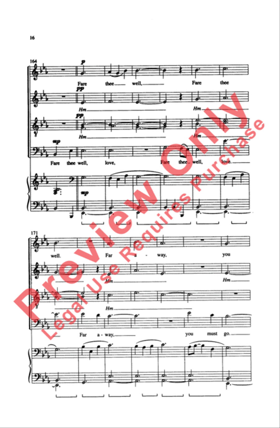 Fare Thee Well Love 4-Part scores gallery preview page 16