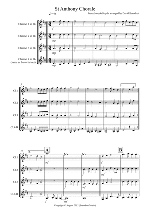St Anthony Chorale for Clarinet Quartet