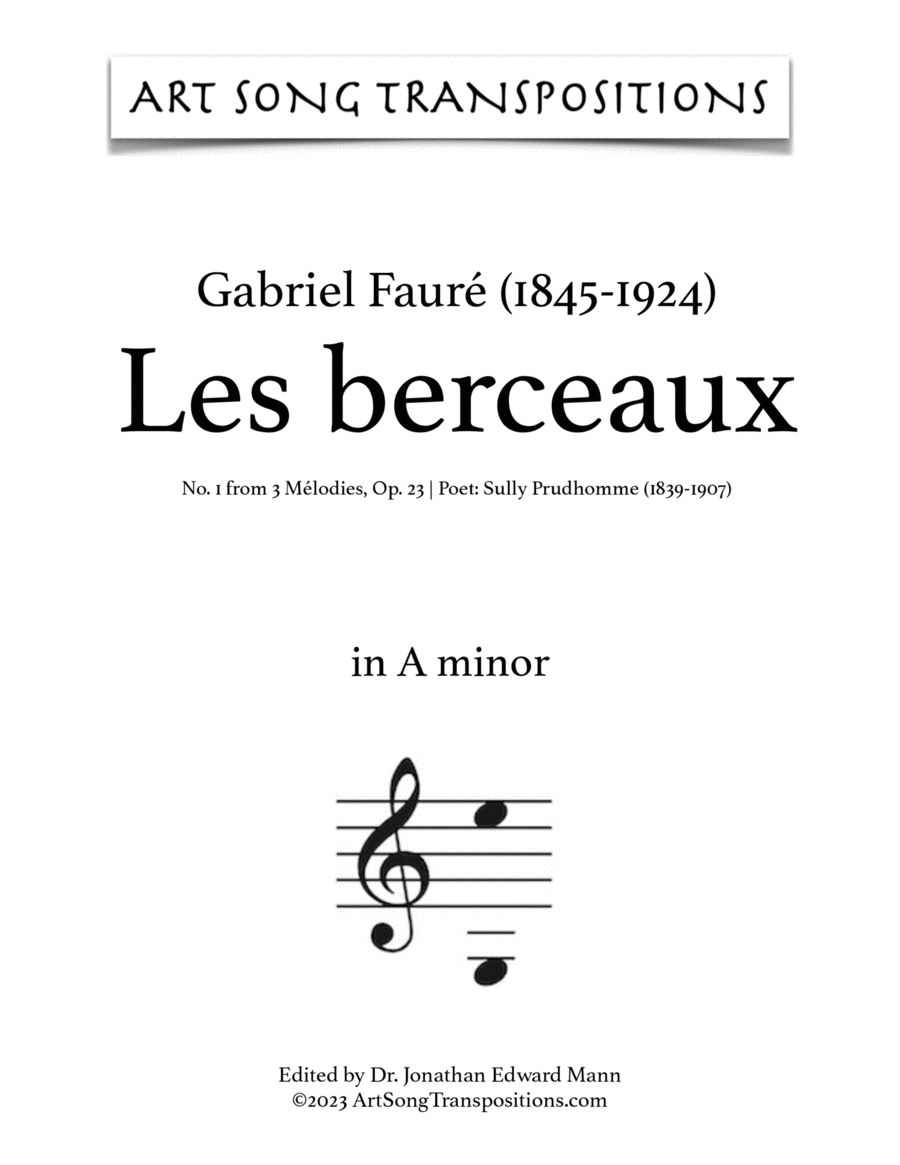 FAURÉ: Les berceaux, Op. 23 no. 1 (transposed to A minor) Voice scores gallery preview page 1