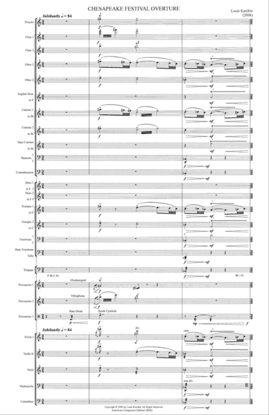 [Karchin] Chesapeake Festival Overture Full Orchestra scores gallery preview page 5