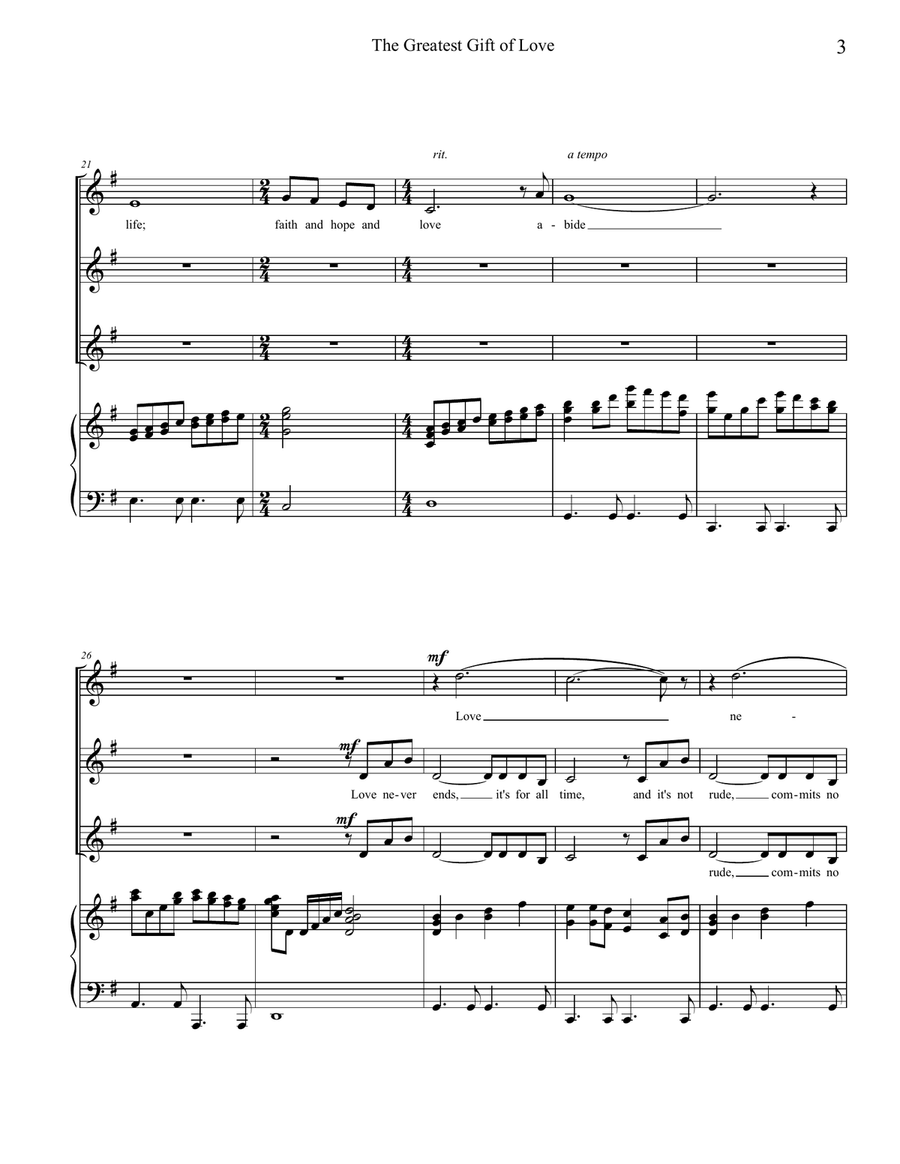 The Greatest Gift of Love SSA SSA scores gallery preview page 3