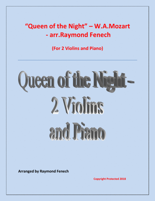 Book cover for Queen of the Night - From the Magic Flute - 2 Violins and Piano