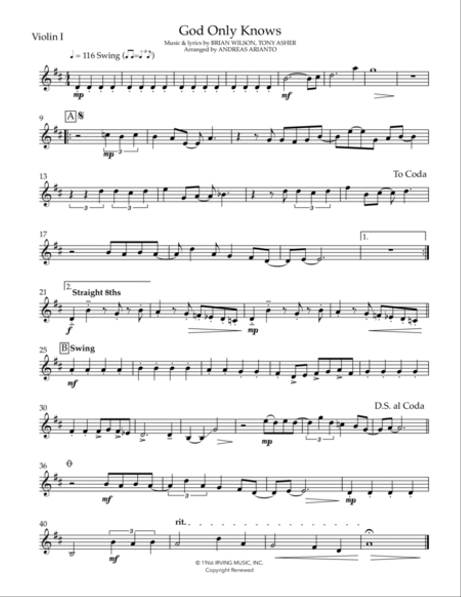 God Only Knows God Only Knows String Quartet scores gallery preview page 4