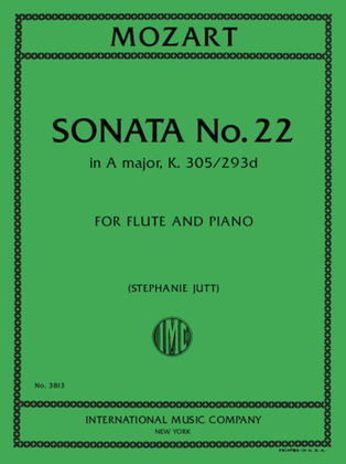 Book cover for Sonata No. 22 In A Major, K. 305/293D For Flute And Piano