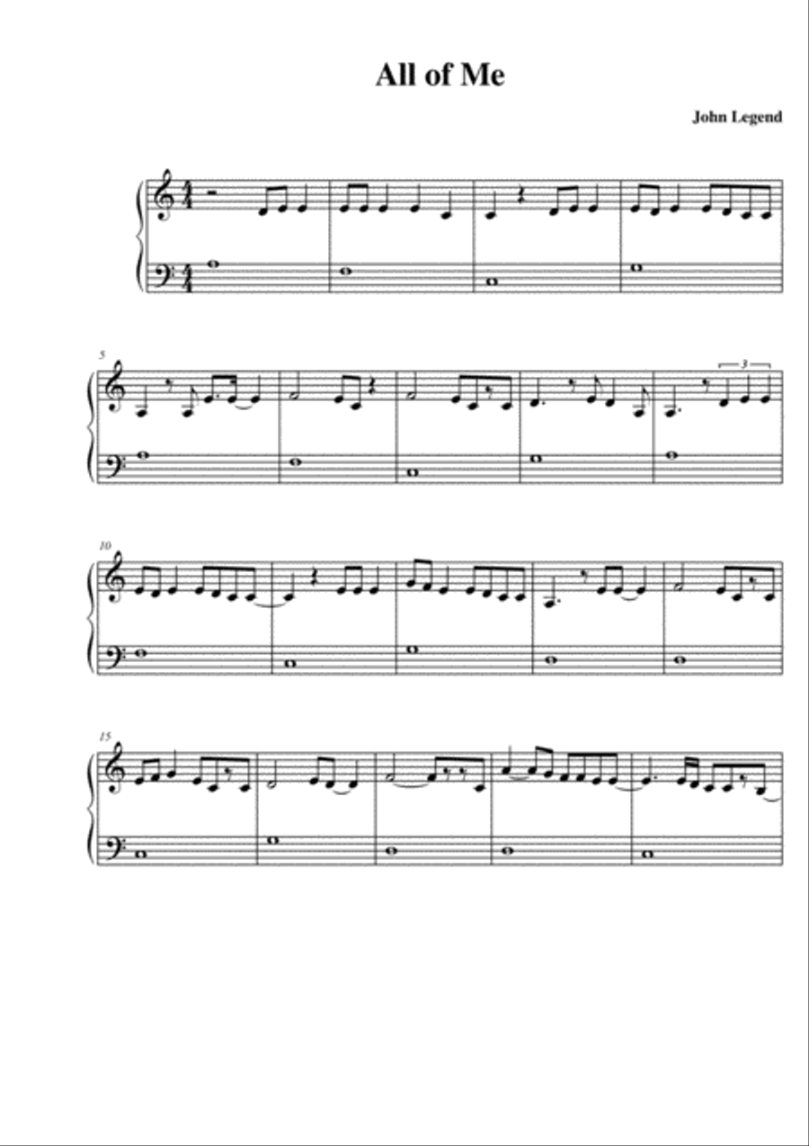 All Of Me Easy Piano scores gallery preview page 1