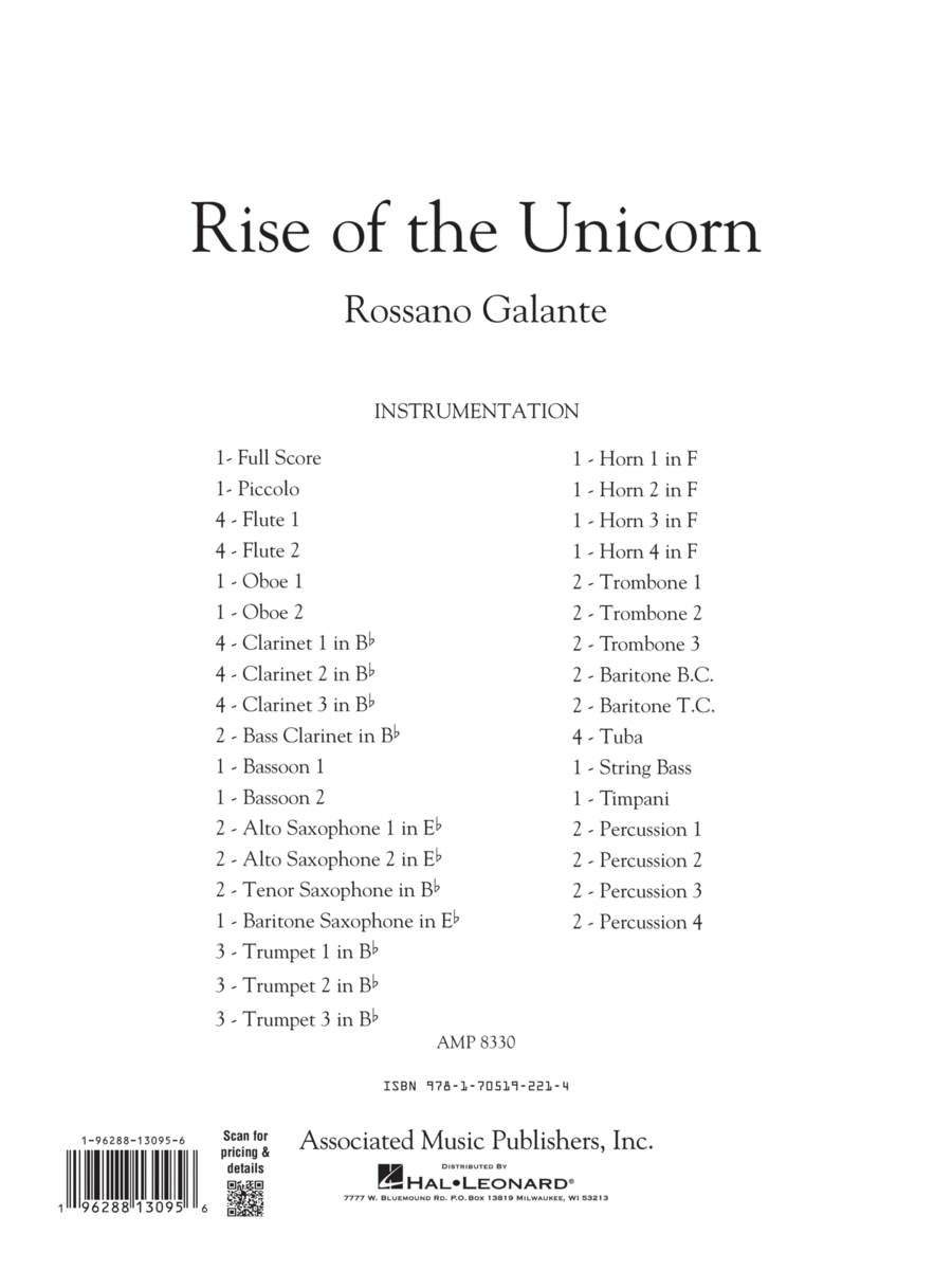 Book cover for Rise of the Unicorn - Conductor Score (Full Score)