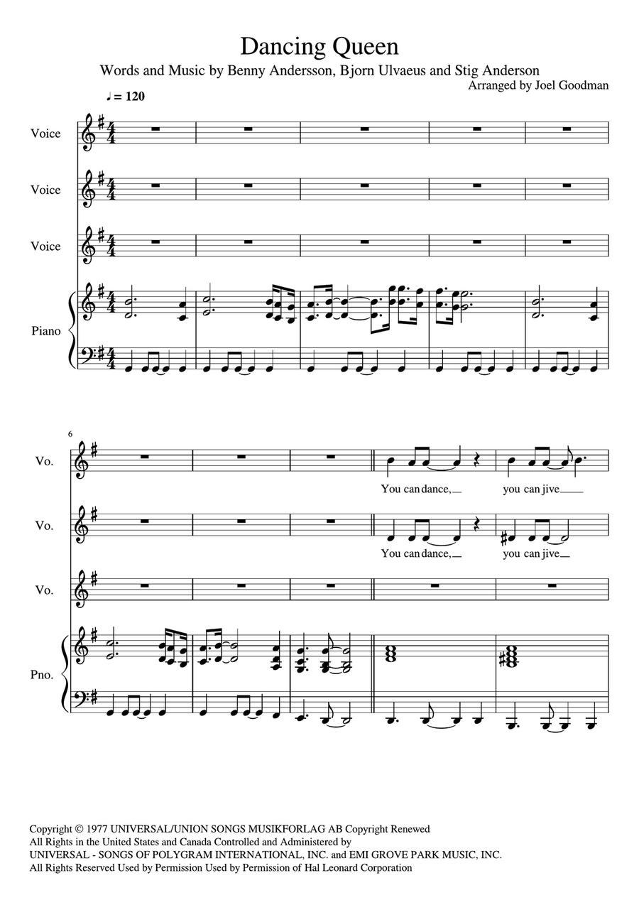 Dancing Queen 3-Part scores gallery preview page 1