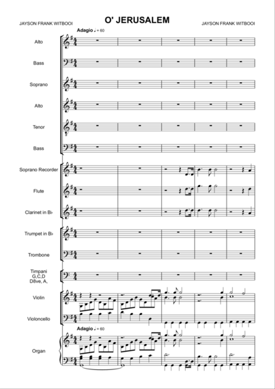 Cantata 2 mov V O' Jerusalem Choir scores gallery preview page 1