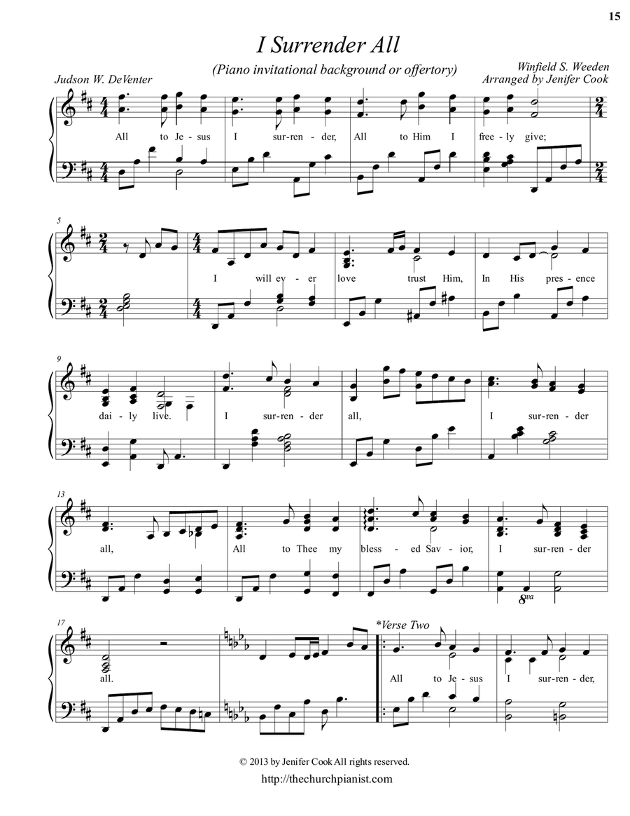I Surrender All I Surrender All Piano Solo scores gallery preview page 1