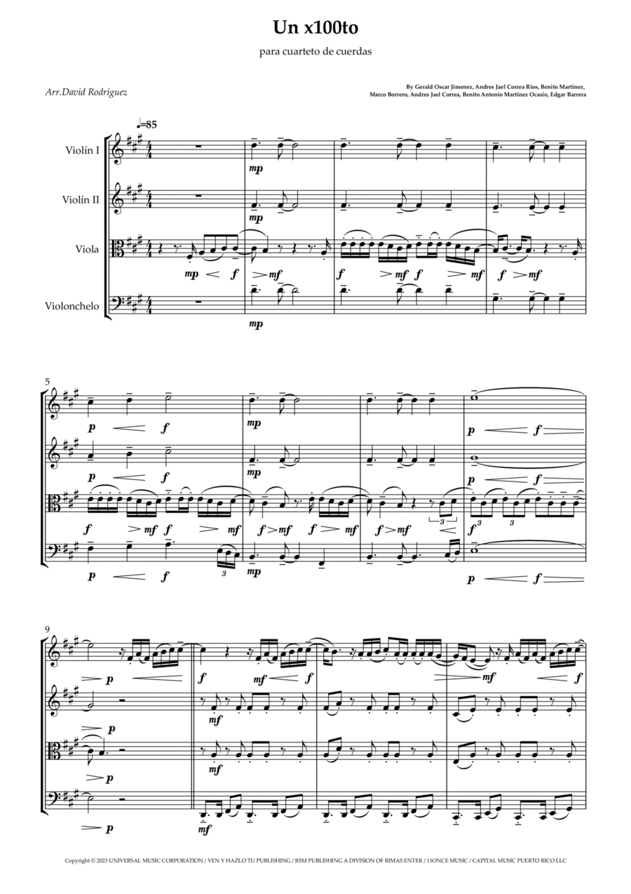 Un X100to String Quartet scores gallery preview page 1