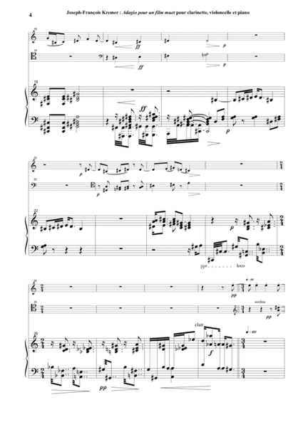 Adagio pour un film muet for A clarinet, cello and piano