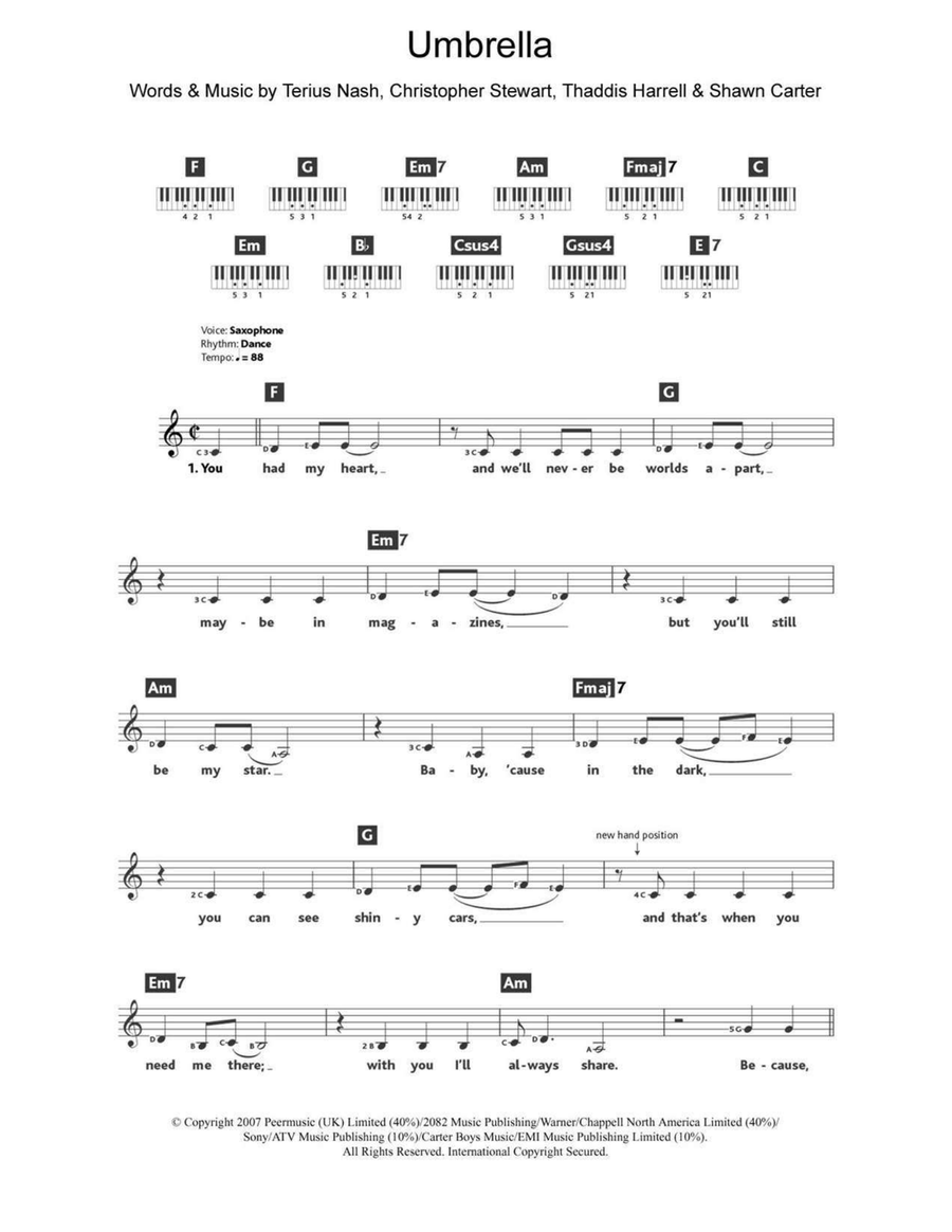 Umbrella Umbrella Piano scores gallery preview page 1