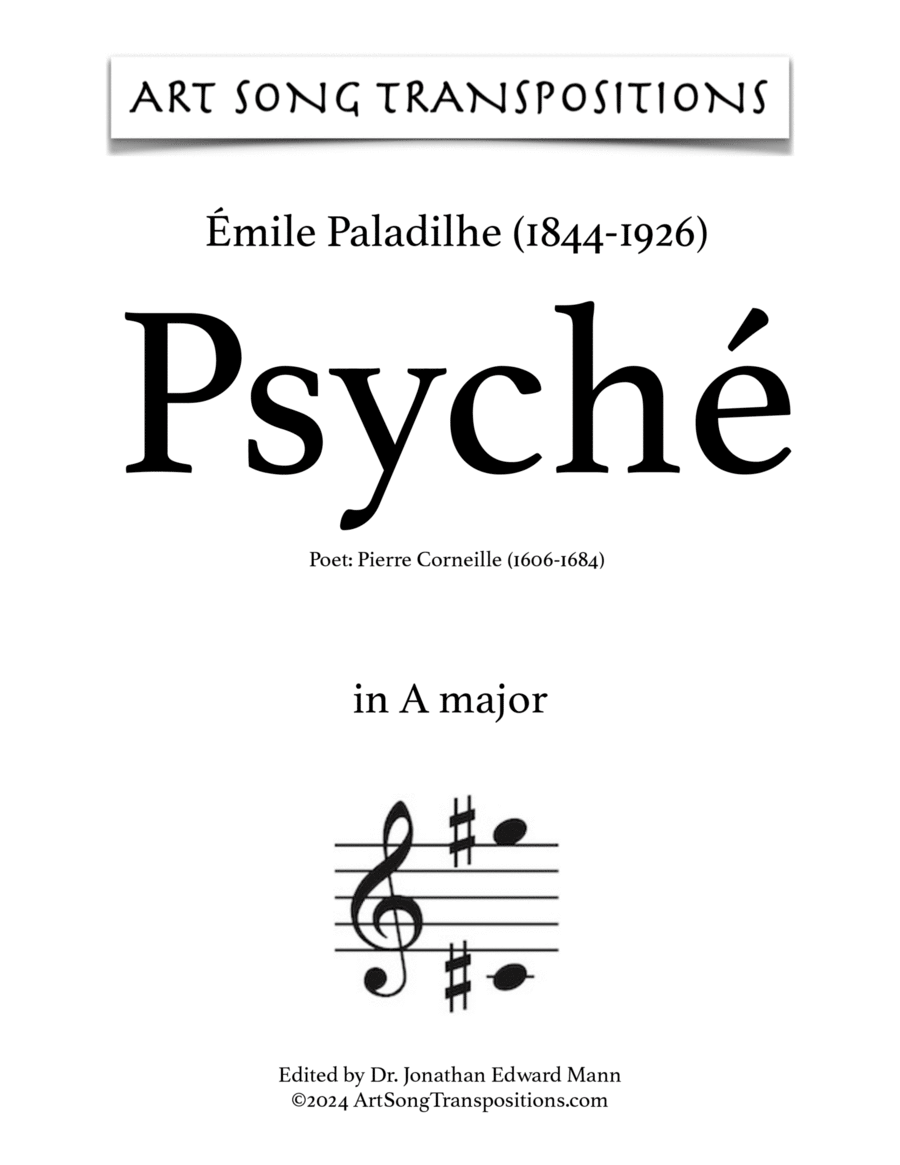 PALADILHE: Psyché (transposed to A major, A-flat major, and G major) Voice scores gallery preview page 1
