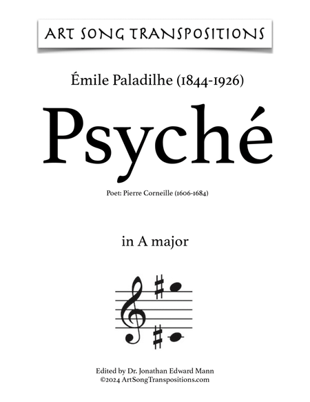 PALADILHE: Psyché (transposed to A major, A-flat major, and G major)
