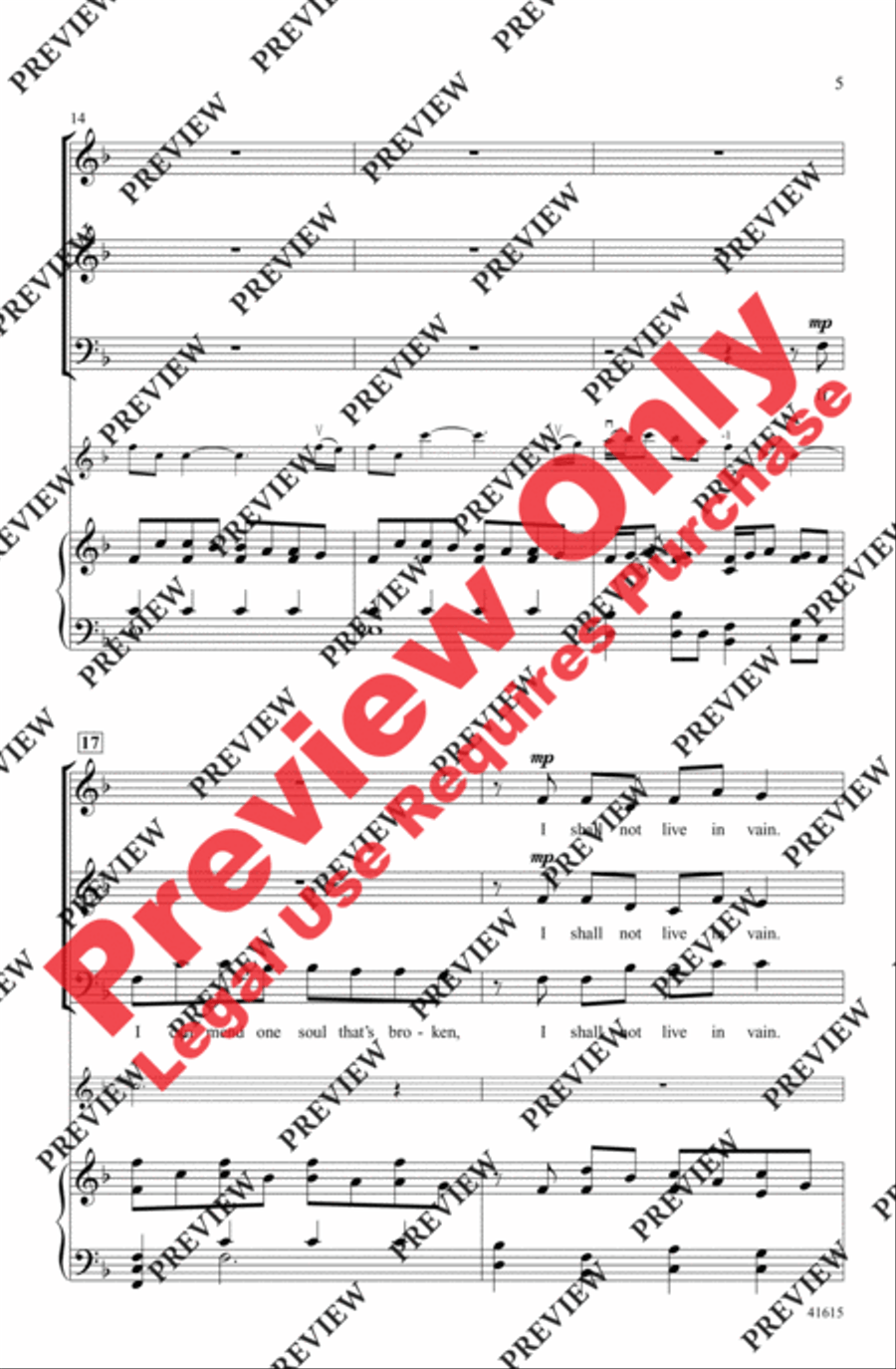 I Shall Not Live in Vain 3-Part scores gallery preview page 16
