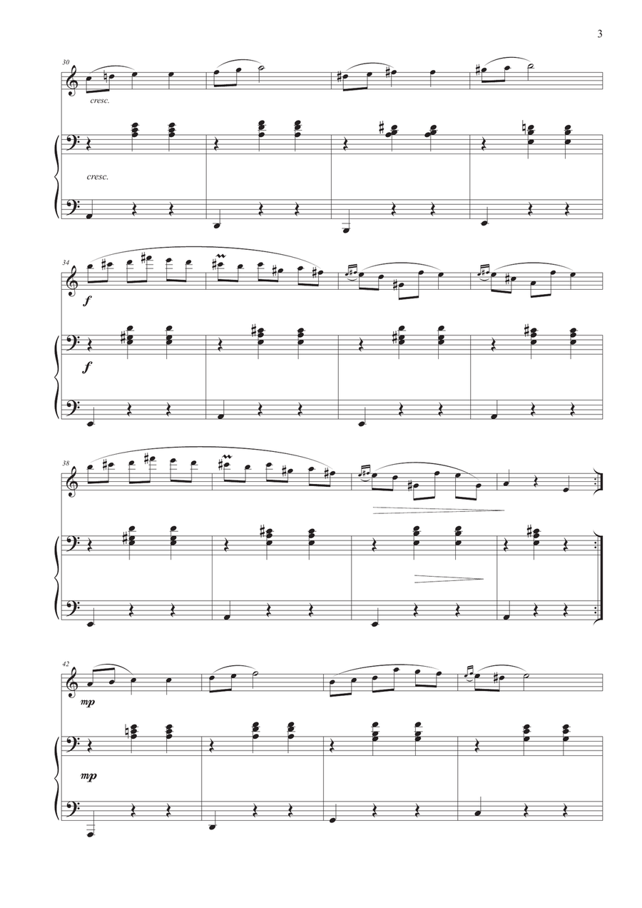 Waltz No. 19 in A Minor for Flute and Piano Flute Solo scores gallery preview page 5
