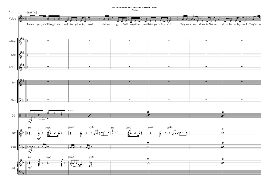 People Get Up And Drive Your Funky Soul - Score Only Jazz Ensemble scores gallery preview page 6