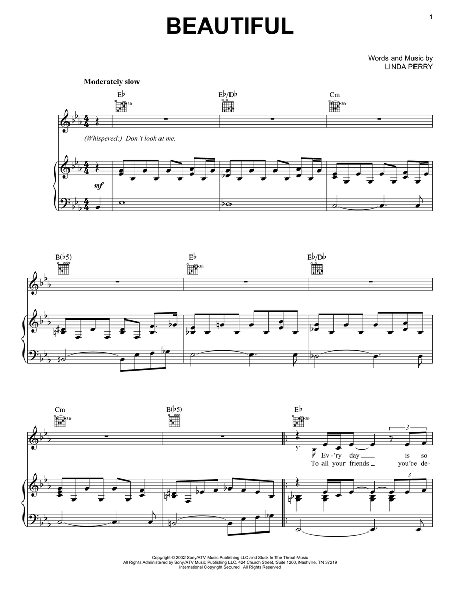 Beautiful Piano, Vocal, Guitar scores gallery preview page 1