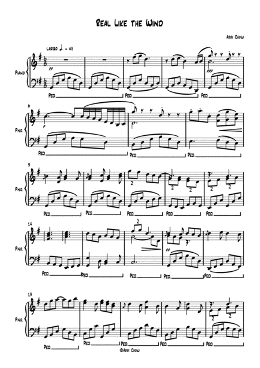 Piano | Relaxing Music - Real Like the Wind Piano Solo scores gallery preview page 1
