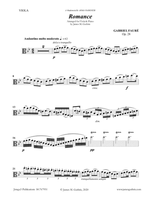 Fauré: Romance Op. 28 for Viola & Piano