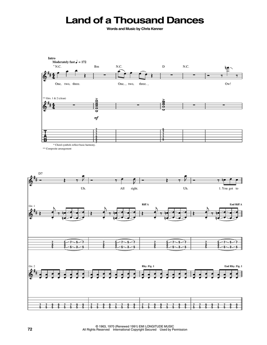 Land Of A Thousand Dances Acoustic Guitar scores gallery preview page 1