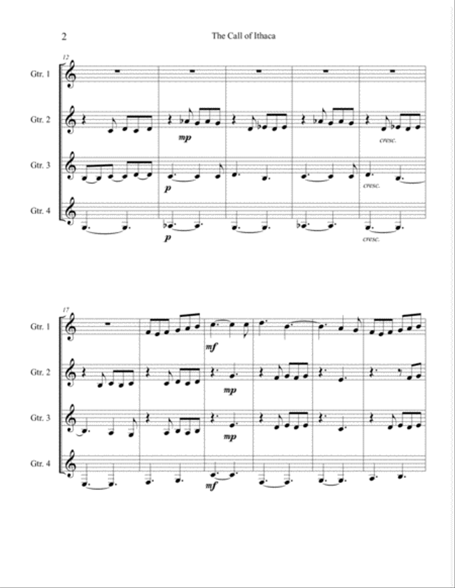 The Call of Ithaca (Guitar Quartet) Guitar Ensemble scores gallery preview page 4