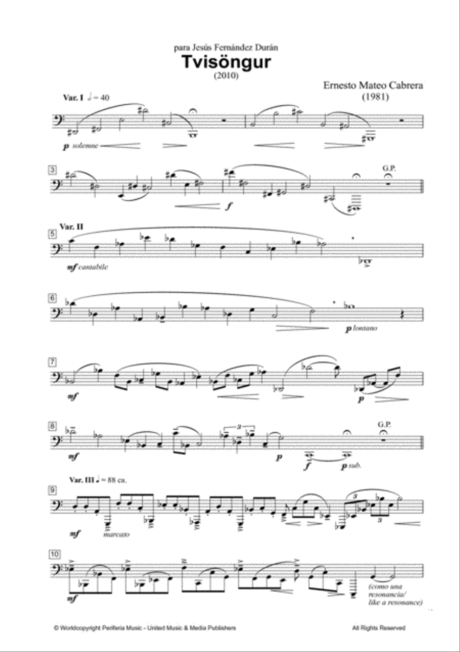 Tvisöngur for Tuba Solo Tvisöngur for Tuba Solo Tuba scores gallery preview page 2