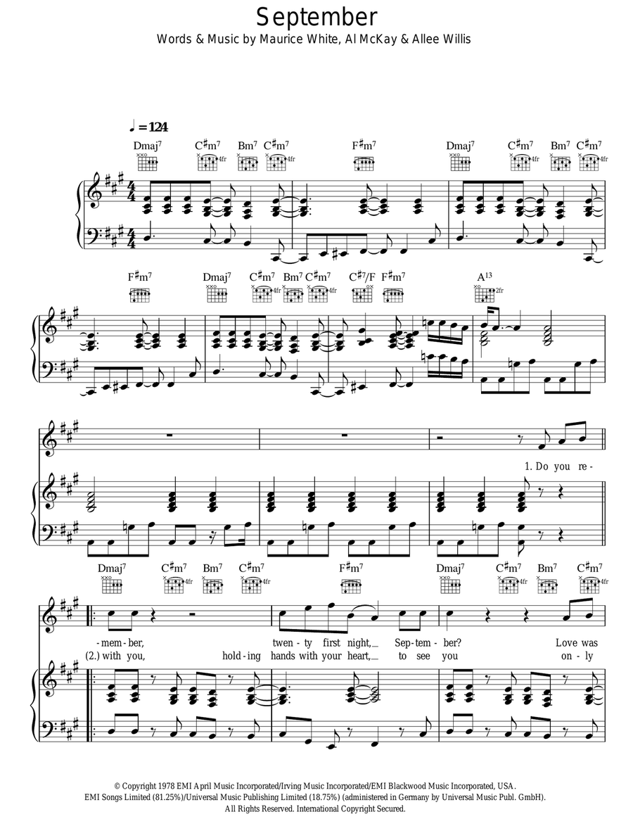 September September Piano, Vocal, Guitar scores gallery preview page 1