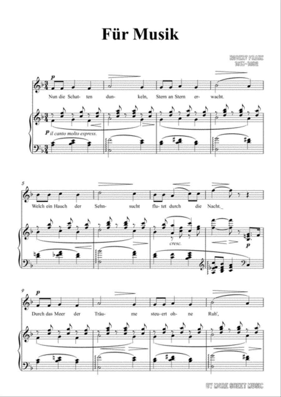 Franz-Für Musik in F Major,for voice and piano Franz-Für Musik in F Major,for voice and piano Voice Solo scores gallery preview page 3