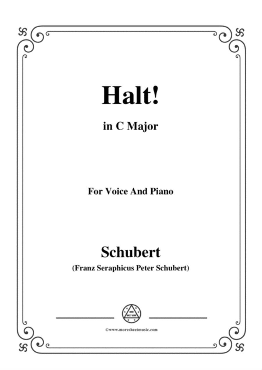 Schubert-Halt!,in C Major,Op.25 No.3,for Voice and Piano Voice Solo scores gallery preview page 1