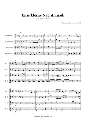 Book cover for Eine kleine Nachtmusik by Mozart for Clarinet Ensemble