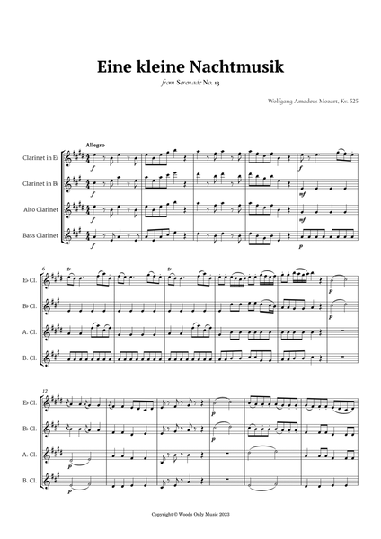 Eine kleine Nachtmusik by Mozart for Clarinet Ensemble image number null