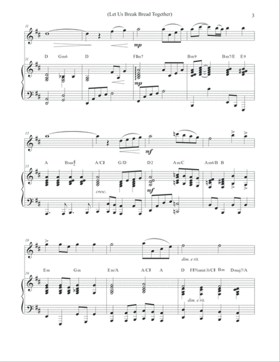 Let Us Break Bread Together (Violin & Piano in D Major) Violin Solo scores gallery preview page 3