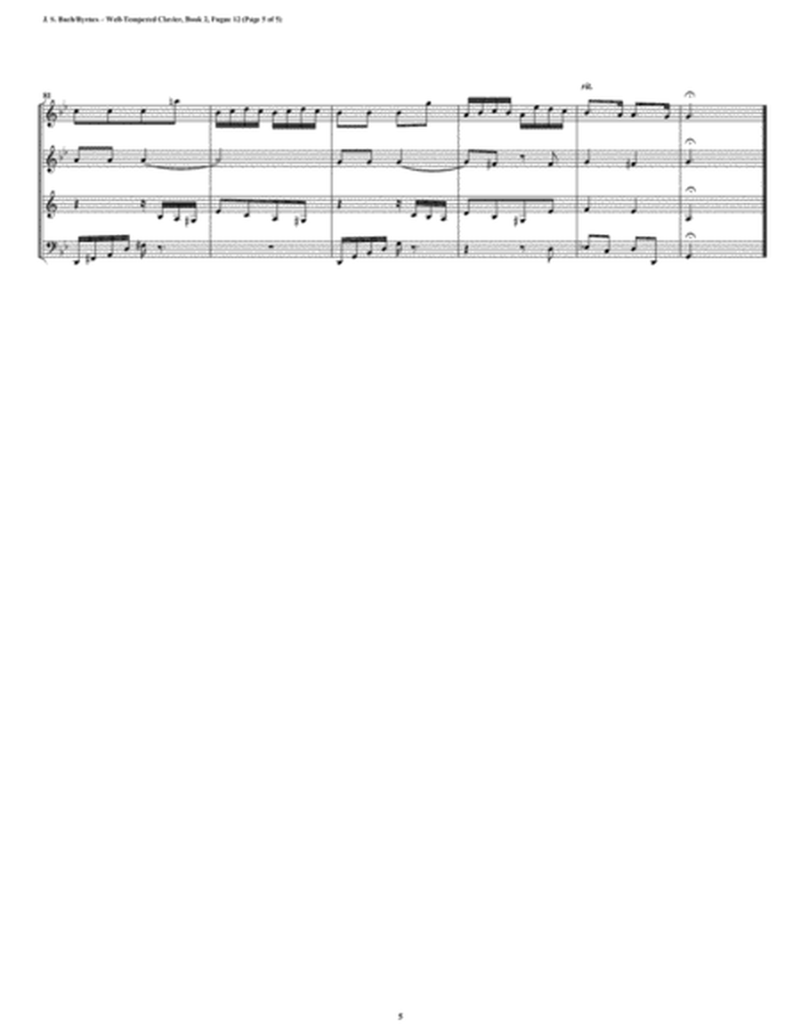 Fugue 12 from Well-Tempered Clavier, Book 2 (Woodwind Quartet) image number null