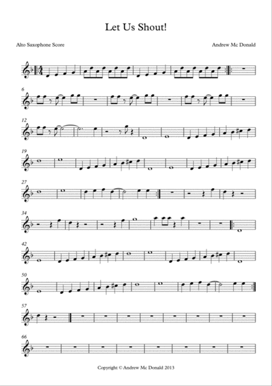 Let Us Shout Bb Tenor Saxophone Score Tenor Saxophone scores gallery preview page 1