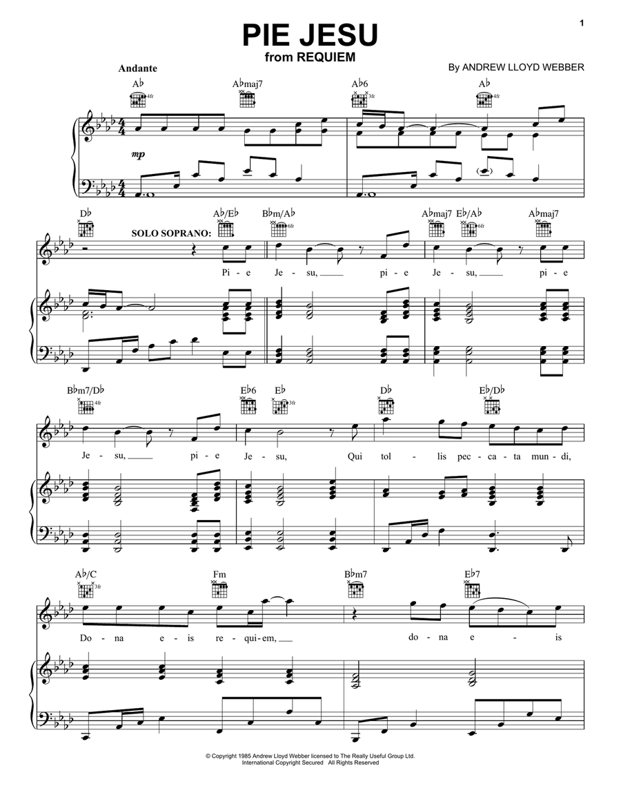 Pie Jesu (from Requiem) Acoustic Guitar scores gallery preview page 1