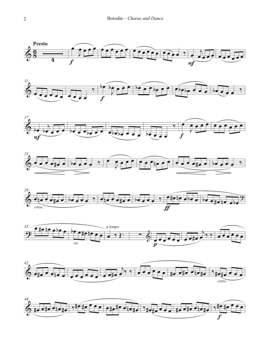 Chorus and Dance of the Polovetsian Maidens for Horn and Piano Choir scores gallery preview page 2