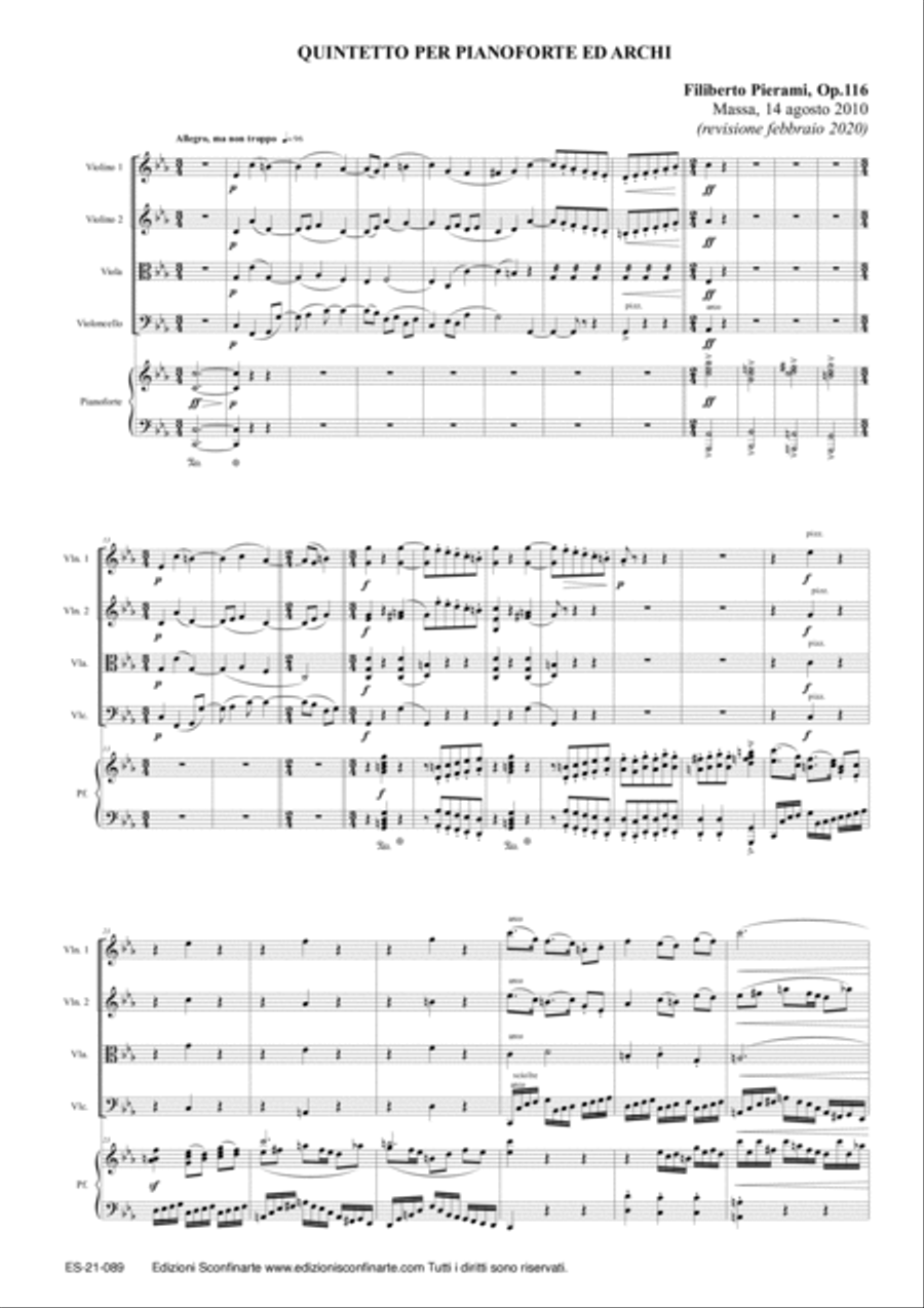 Filiberto Pierami: QUINTETTO Op.116 (ES-21-089) - Score Only String Quartet scores gallery preview page 3