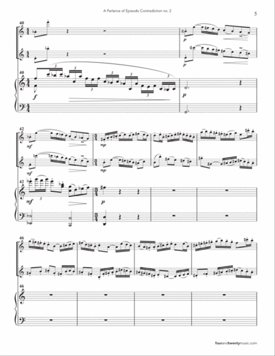 A Parlance of Episodic Contradiction 2, for flute soprano sax and piano Small Ensemble scores gallery preview page 5