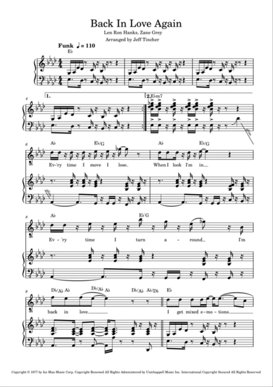 Back In Love Again Piano, Vocal, Guitar scores gallery preview page 2