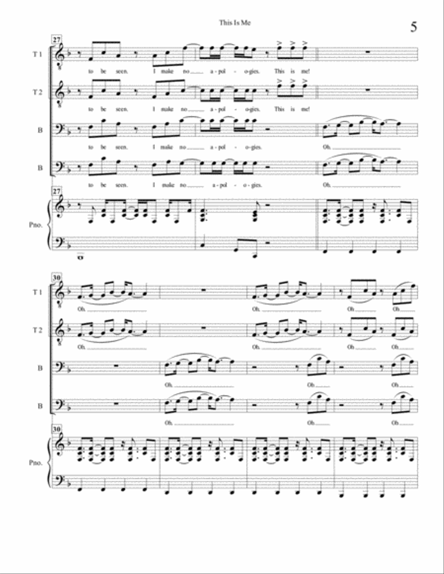 This Is Me TTBB scores gallery preview page 5