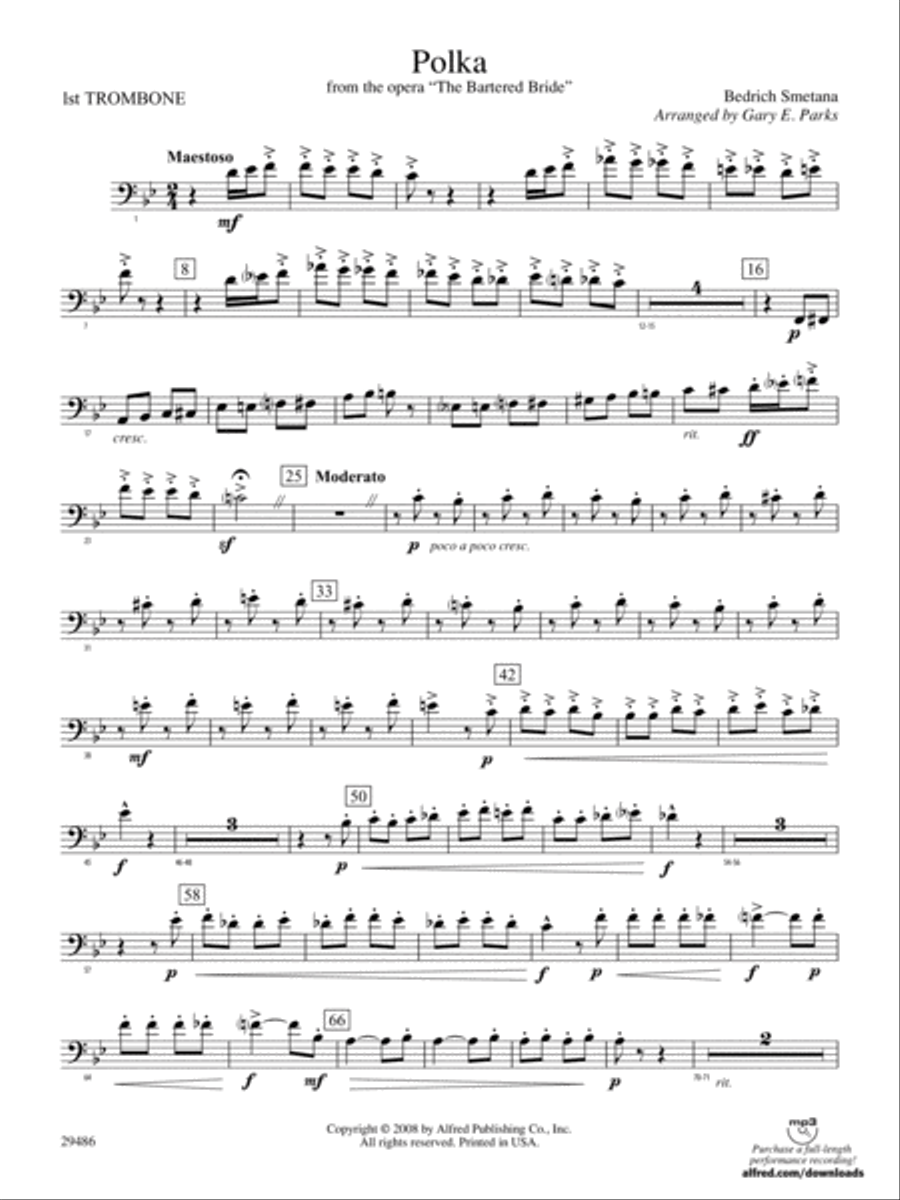 Polka from The Bartered Bride: 1st Trombone Concert Band scores gallery preview page 1