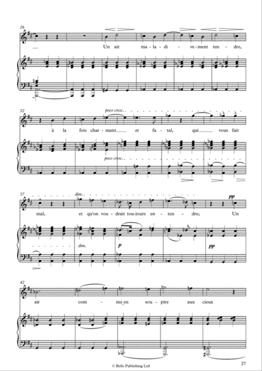 Au cimetiere (Clair de lune), Op. 7 No. 5 (Original key. D Major) Voice Solo scores gallery preview page 2