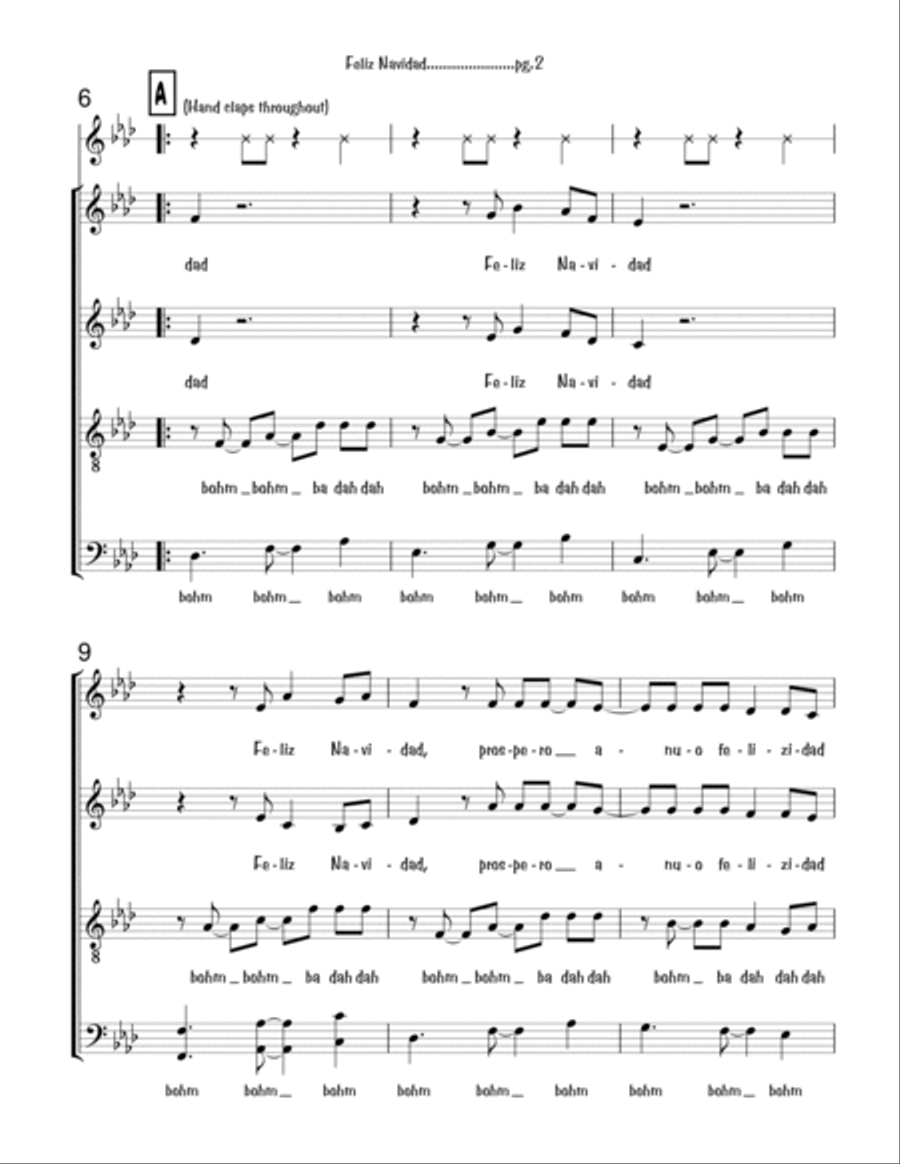Feliz Navidad 4-Part scores gallery preview page 2