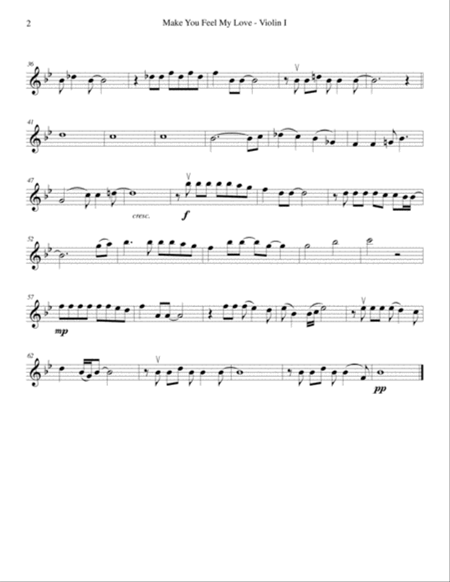 To Make You Feel My Love String Quartet scores gallery preview page 2