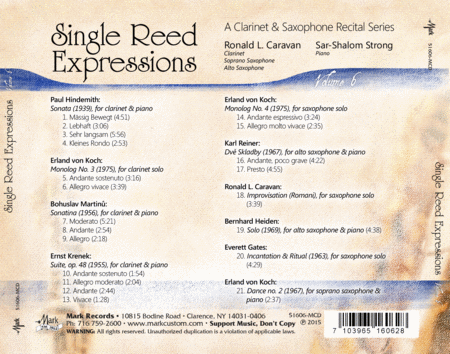 Single Reed Expressions: A Clarinet & Saxophone Recital Series, Vol. 6